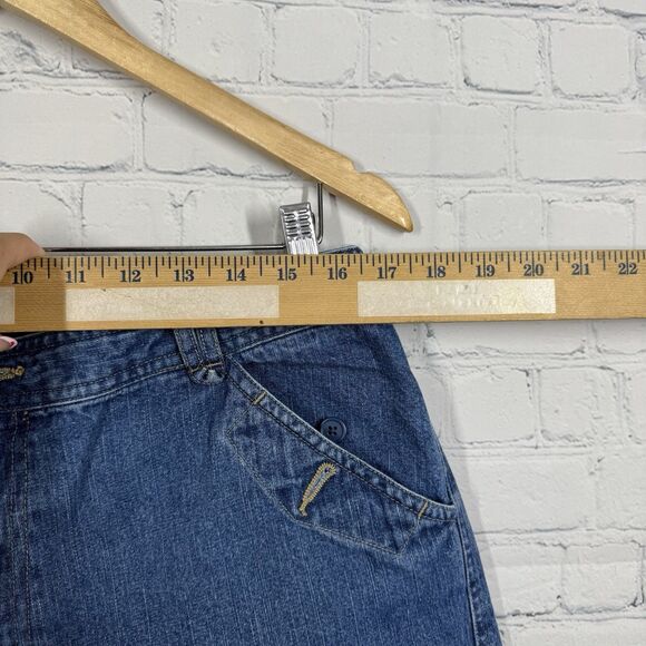 VTG Y2K 90's Denim Baggy Shorts Women Size 16 Blue Carpenter Loose Fit Cotton - Picture 5 of 10